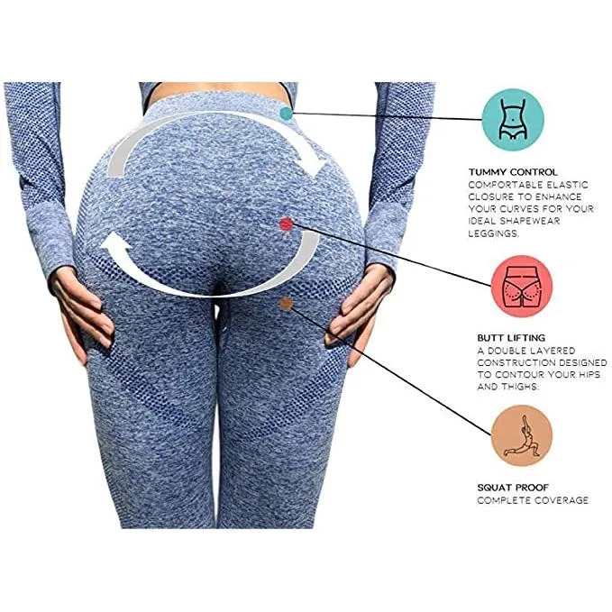 2 Pieces Long Sleeves Gym Suit Yoga Seamless Leggings Crop Top Set