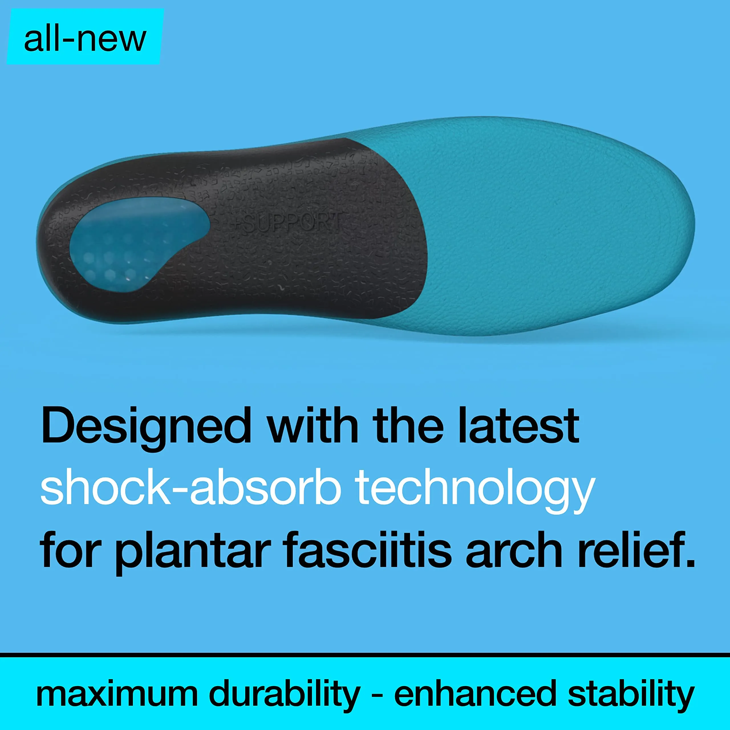 All-New  Support Orthotic Insoles for Men - Plantar Fasciitis Flat Feet Pronation Arch Support Pain Relief Shock-Absorb Shoe Inserts (9-10.5) 9-10.5
