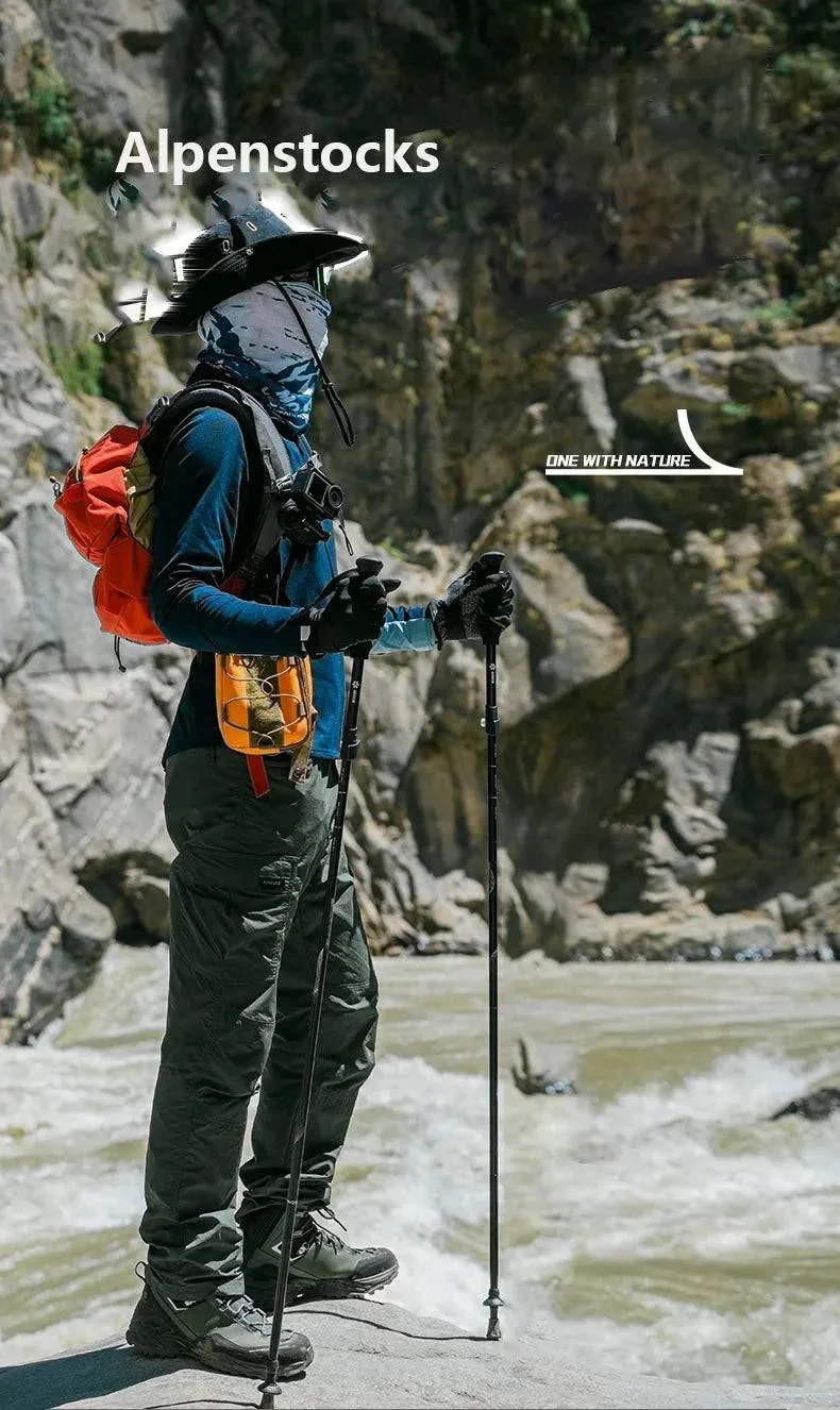 ALOCS  Hiking Staff 5-Section Folding Staff Stretchable Professional Outdoor Hiking Staff Hiking Equipment