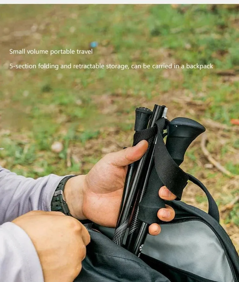 ALOCS  Hiking Staff 5-Section Folding Staff Stretchable Professional Outdoor Hiking Staff Hiking Equipment