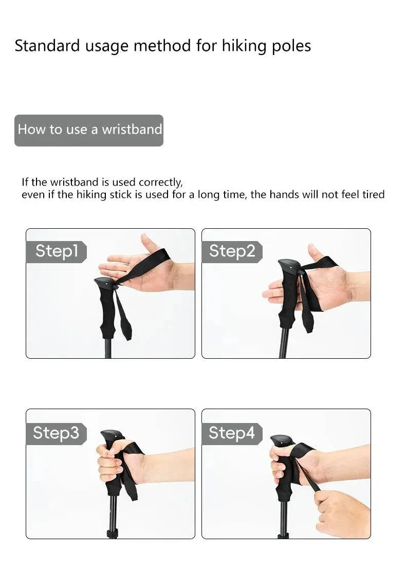 ALOCS  Hiking Staff 5-Section Folding Staff Stretchable Professional Outdoor Hiking Staff Hiking Equipment