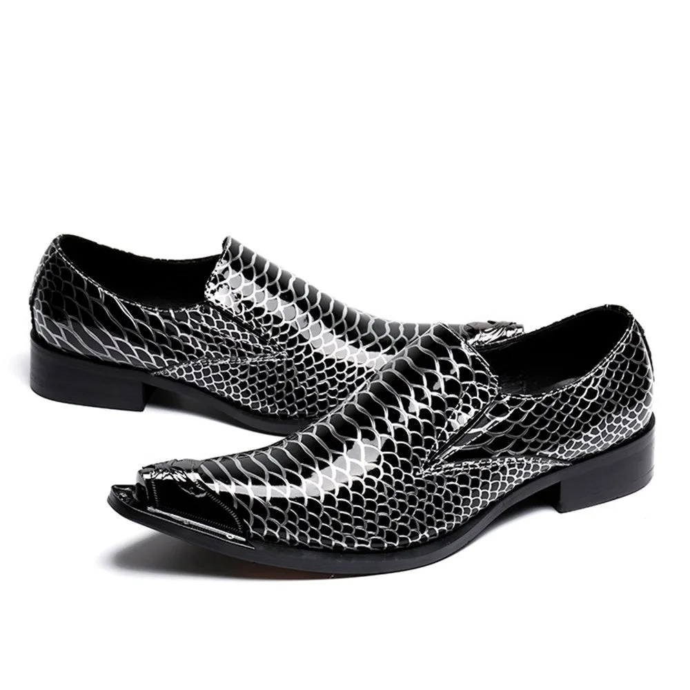 Animal Pattern Steel Toe Low Top Formal Shoes
