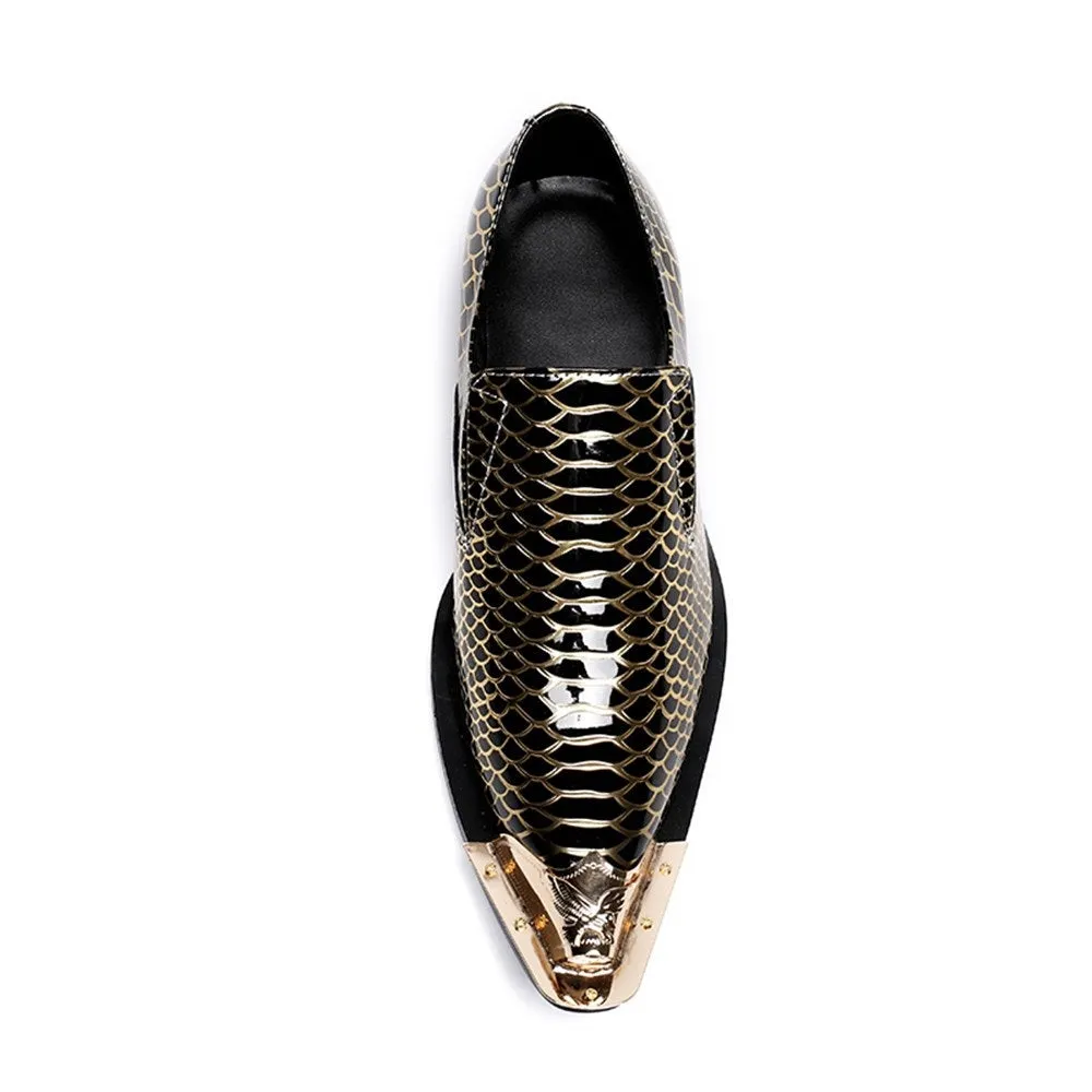 Animal Pattern Steel Toe Low Top Formal Shoes