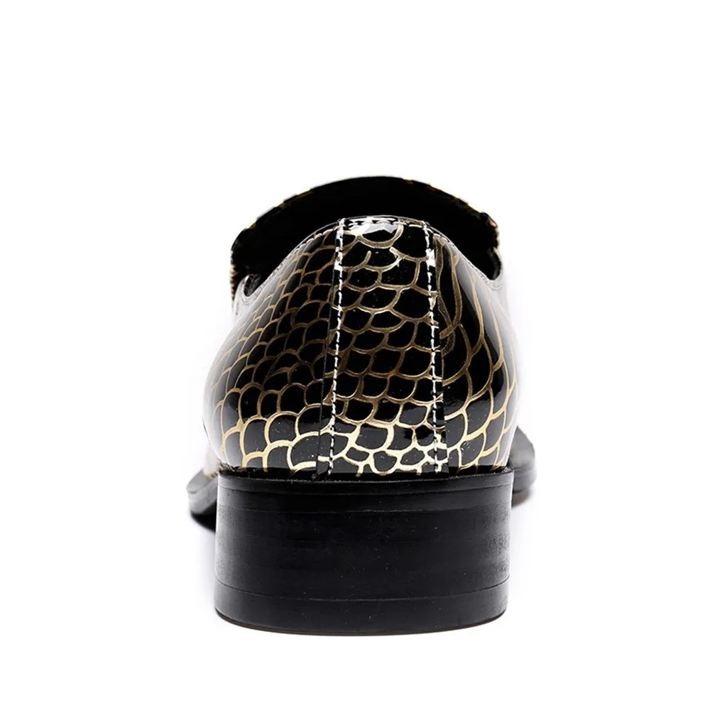 Animal Pattern Steel Toe Low Top Formal Shoes