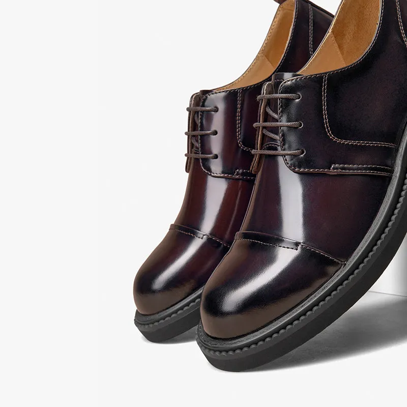 BeauToday Leather Cap Toe Business Dress Shoes for Men