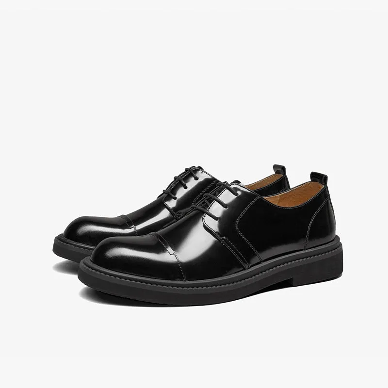 BeauToday Leather Cap Toe Business Dress Shoes for Men