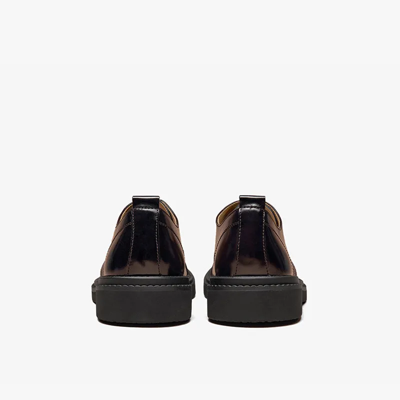 BeauToday Leather Cap Toe Business Dress Shoes for Men