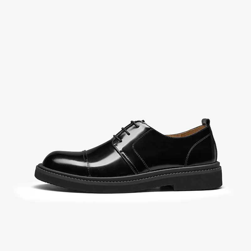 BeauToday Leather Cap Toe Business Dress Shoes for Men