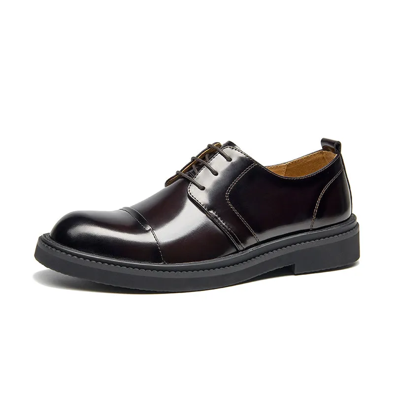 BeauToday Leather Cap Toe Business Dress Shoes for Men
