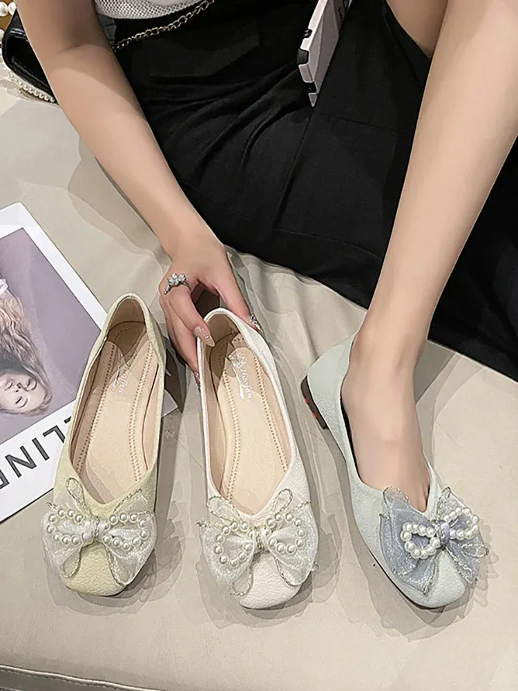 binfenxie  -  Summer Shoes Ladies Slip-on Women's Moccasins Female Footwear All-Match Modis Round Toe Bow-Knot Shallow Mouth Casual Sneaker 20