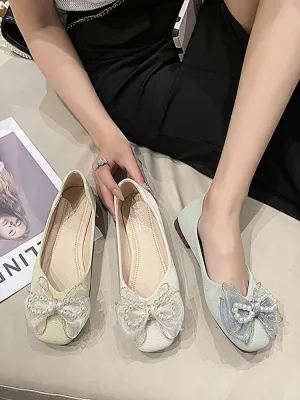 binfenxie  -  Summer Shoes Ladies Slip-on Women's Moccasins Female Footwear All-Match Modis Round Toe Bow-Knot Shallow Mouth Casual Sneaker 20
