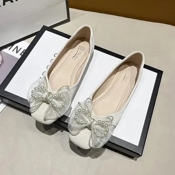 binfenxie  -  Summer Shoes Ladies Slip-on Women's Moccasins Female Footwear All-Match Modis Round Toe Bow-Knot Shallow Mouth Casual Sneaker 20
