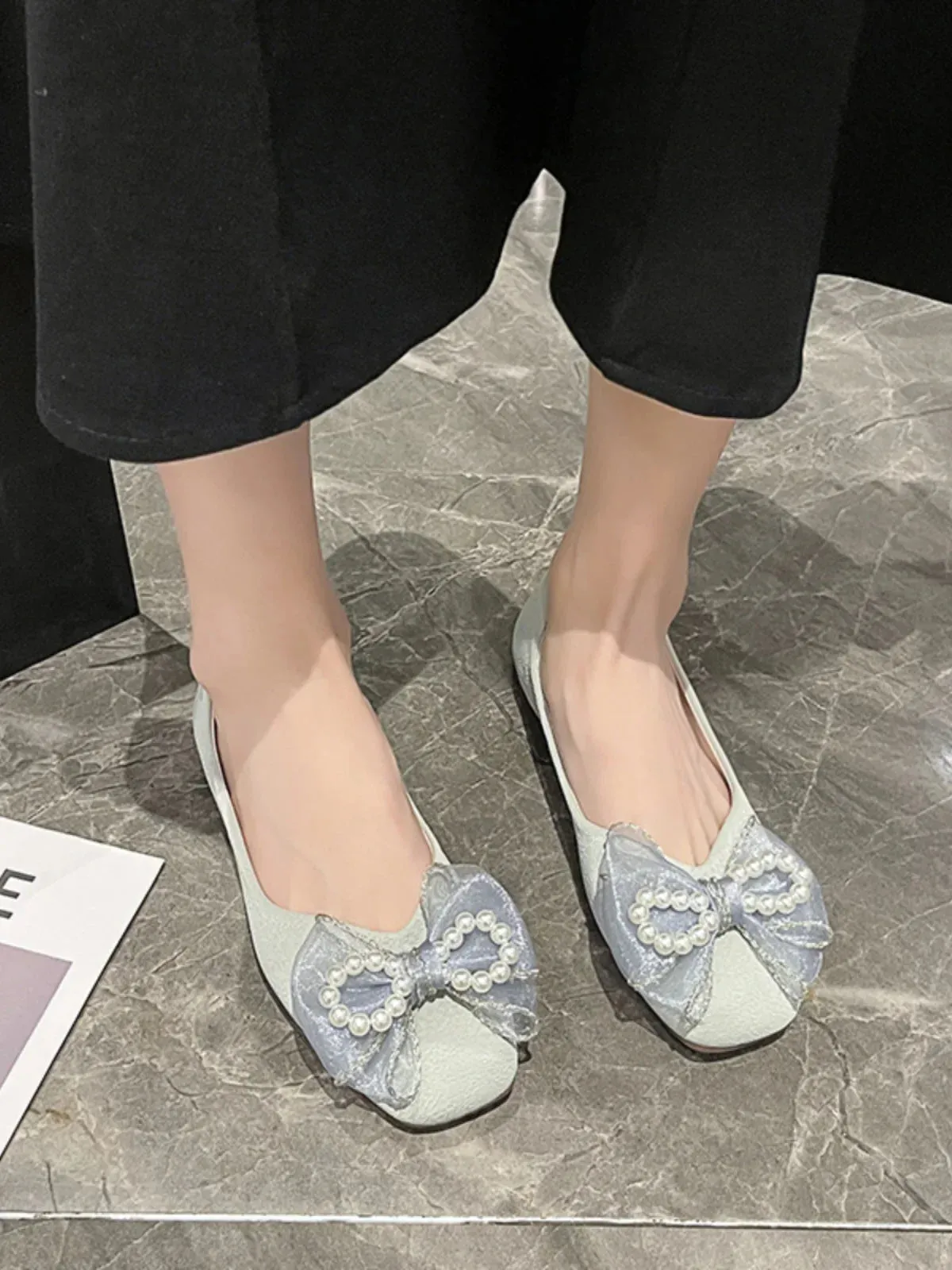 binfenxie  -  Summer Shoes Ladies Slip-on Women's Moccasins Female Footwear All-Match Modis Round Toe Bow-Knot Shallow Mouth Casual Sneaker 20