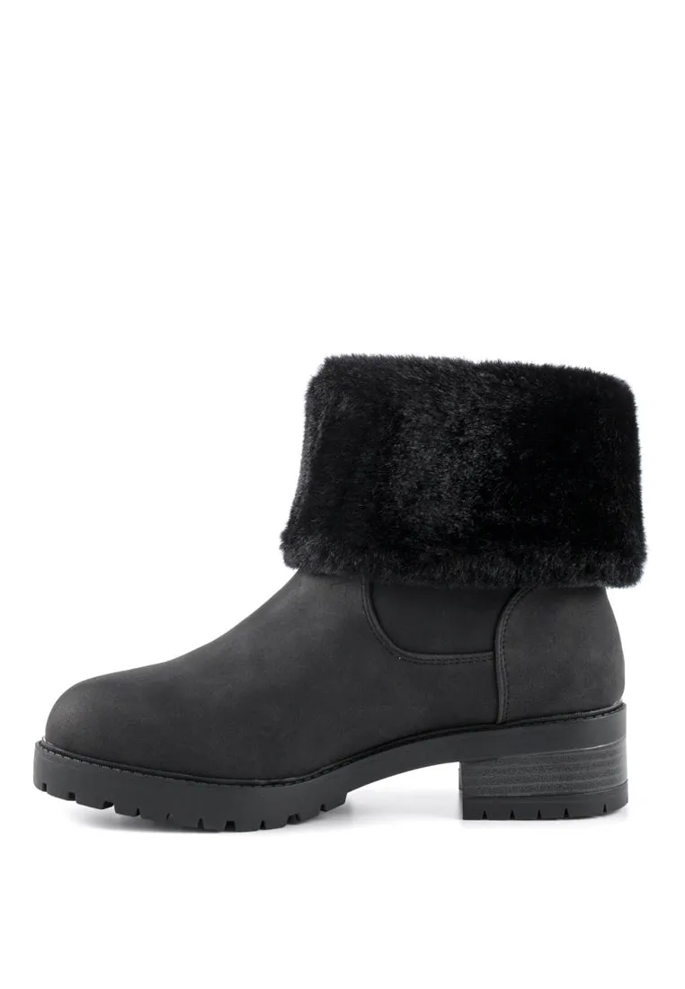 Black Fur Lining Boots