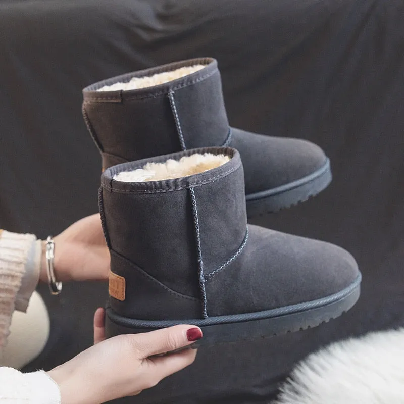 Brand Women&#39;s Shoes Australian Boots Winter Footwear Round Toe Flat Heel Boots-Women Fashion Snow Low 2022 Ladies Ankle Cotton