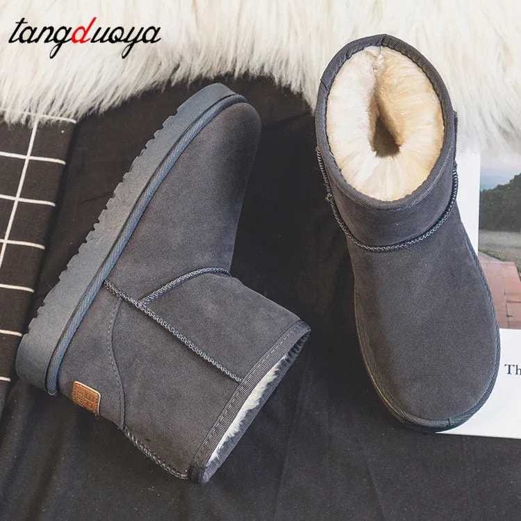 Brand Women&#39;s Shoes Australian Boots Winter Footwear Round Toe Flat Heel Boots-Women Fashion Snow Low 2022 Ladies Ankle Cotton