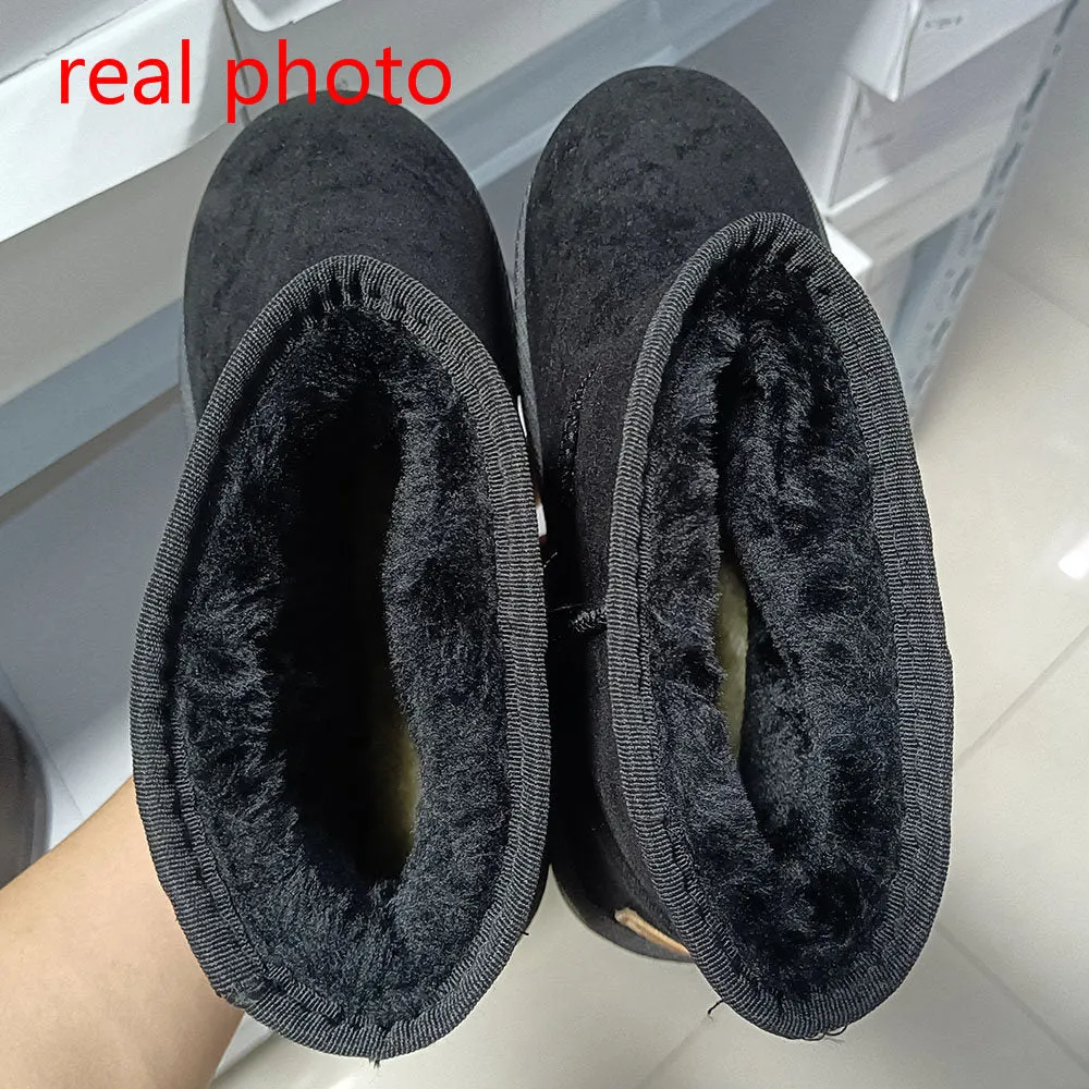 Brand Women&#39;s Shoes Australian Boots Winter Footwear Round Toe Flat Heel Boots-Women Fashion Snow Low 2022 Ladies Ankle Cotton