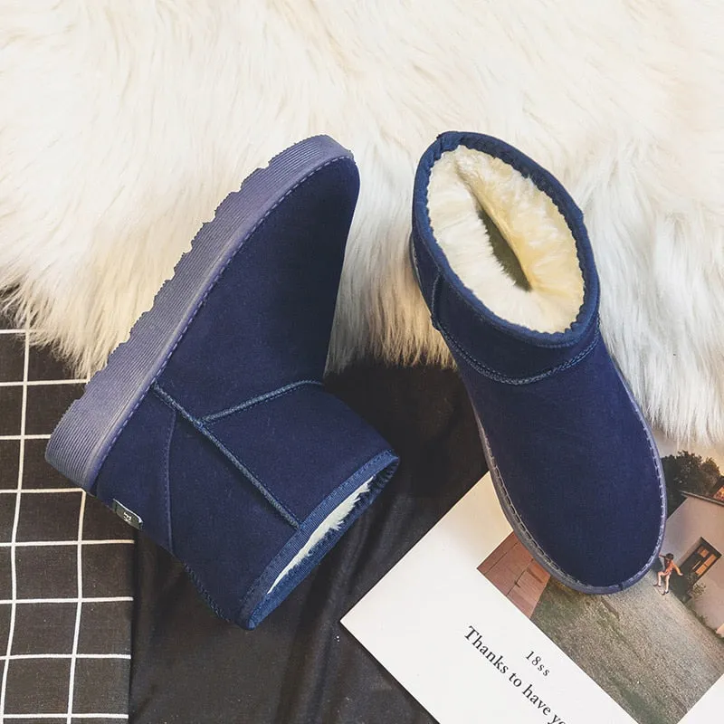 Brand Women&#39;s Shoes Australian Boots Winter Footwear Round Toe Flat Heel Boots-Women Fashion Snow Low 2022 Ladies Ankle Cotton