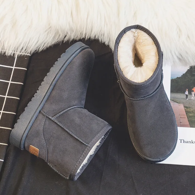 Brand Women&#39;s Shoes Australian Boots Winter Footwear Round Toe Flat Heel Boots-Women Fashion Snow Low 2022 Ladies Ankle Cotton