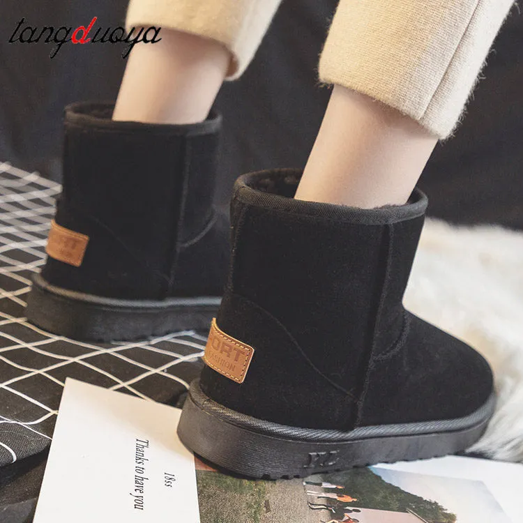 Brand Women&#39;s Shoes Australian Boots Winter Footwear Round Toe Flat Heel Boots-Women Fashion Snow Low 2022 Ladies Ankle Cotton
