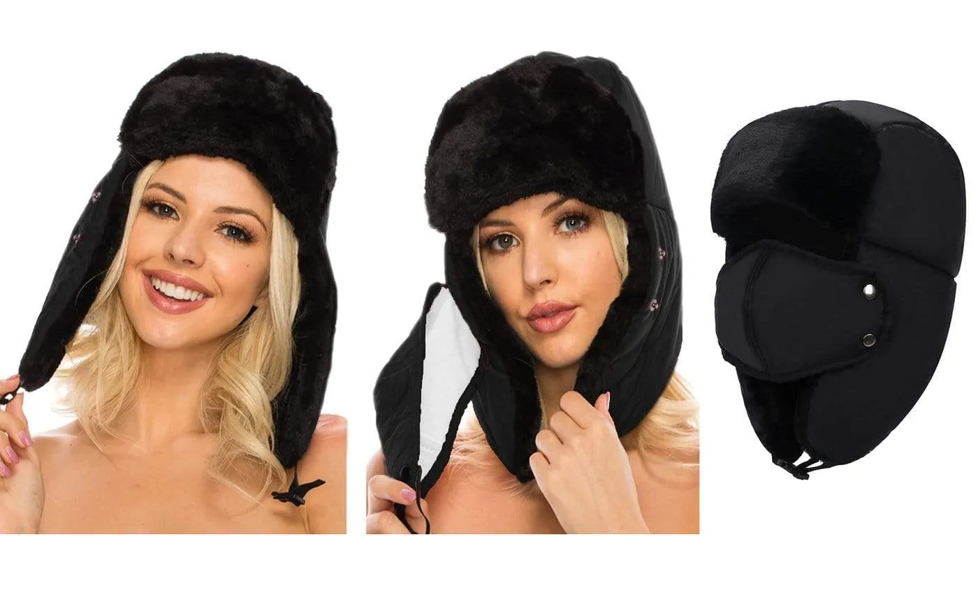BravemanÂ Unisex Trapper Eskimo Fur-Lined Winter Hunting Hat with Ear Flaps and Removable Mask