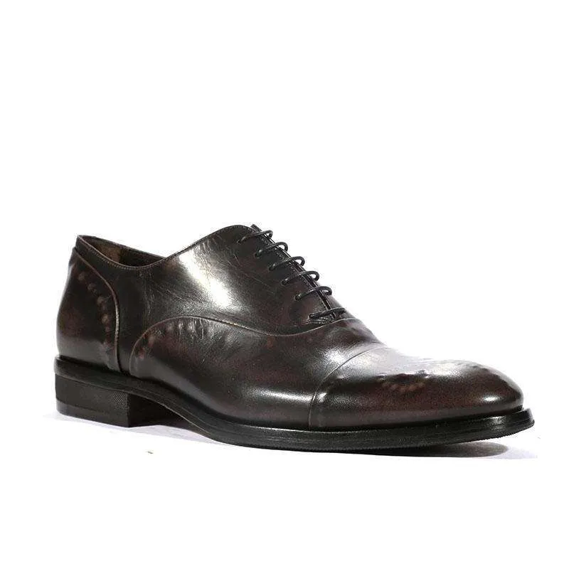 Corvari Men's Gioia Calf-Skin Black Oxfords (COR1011)