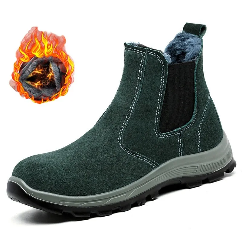 Cuzcare Men Boots Winter Keep Warm Fur Lined Orthopedic Shoes