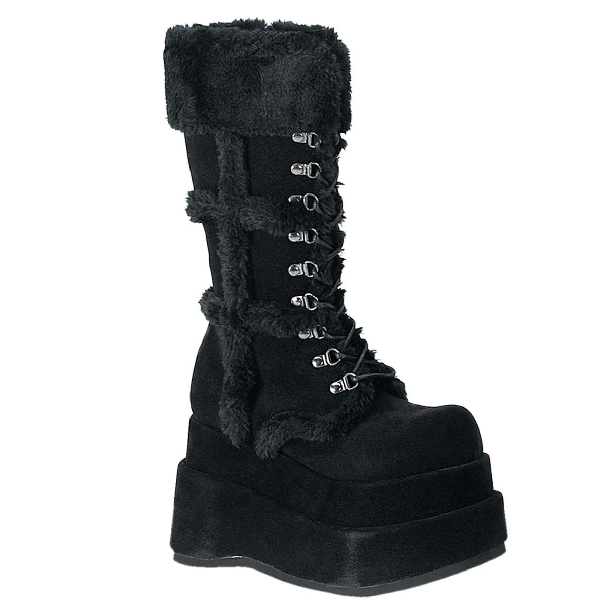 DemoniaCult Bear 202 Womens Platform Front Lace Calf Length Boots