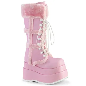 DemoniaCult Bear 202 Womens Platform Front Lace Calf Length Boots