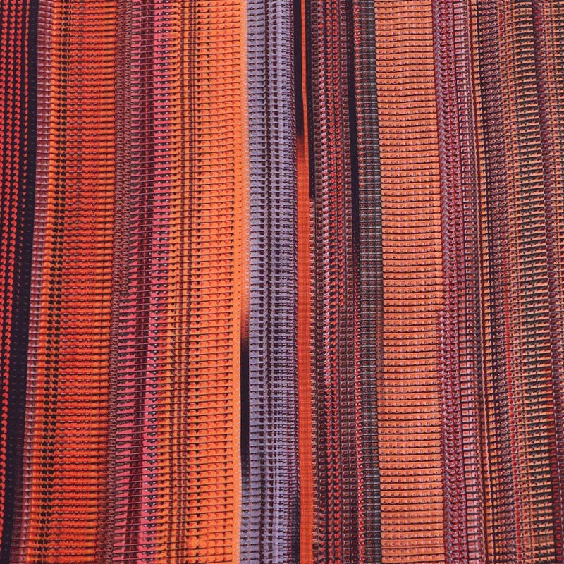 Dressmaking Orange Viscose - Bar Code Stripe