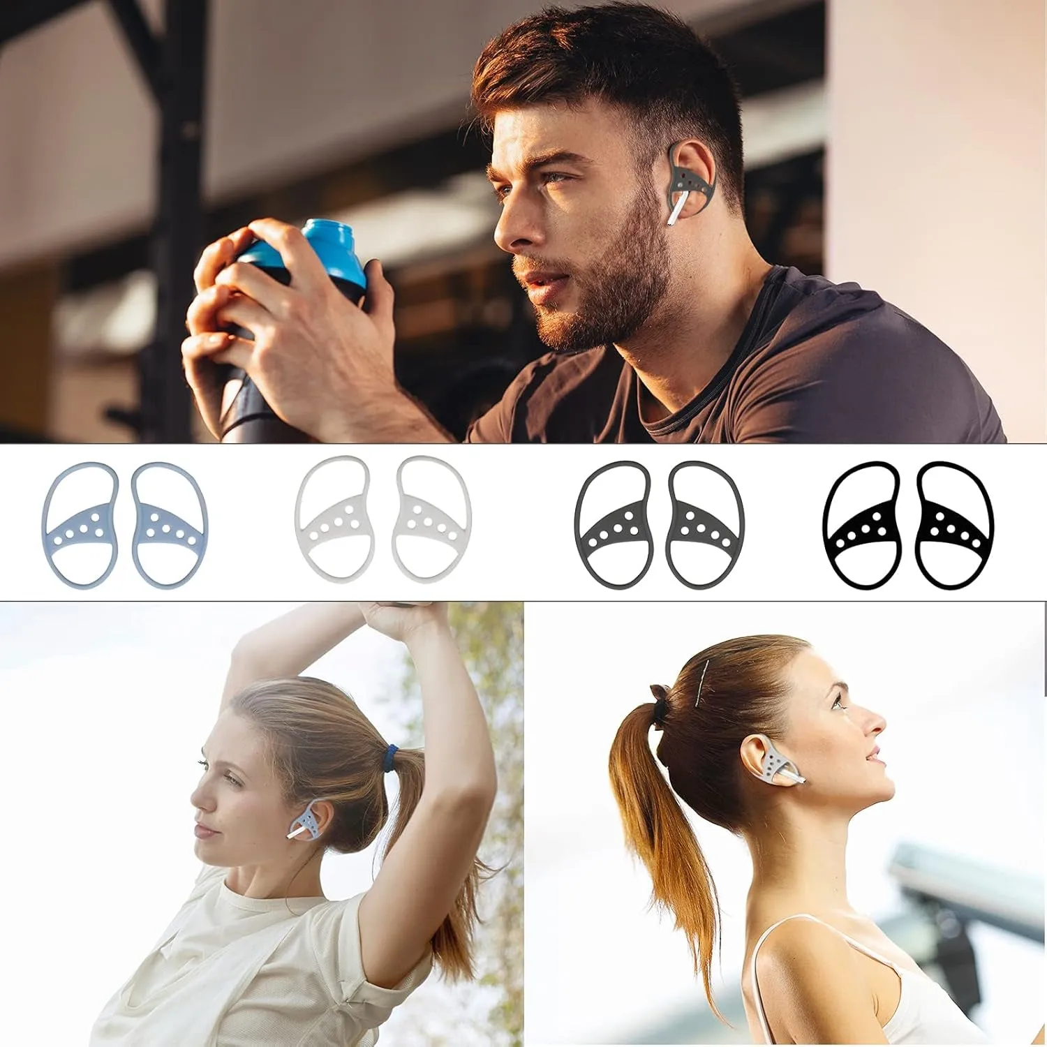 Earbud Hooks, Ear Attachment Loop for Wireless Ear Hooks for Airpods Universal Earhooks for Airpods Earbuds Anti-Lost Secure 27X48Mm (Blueb2)