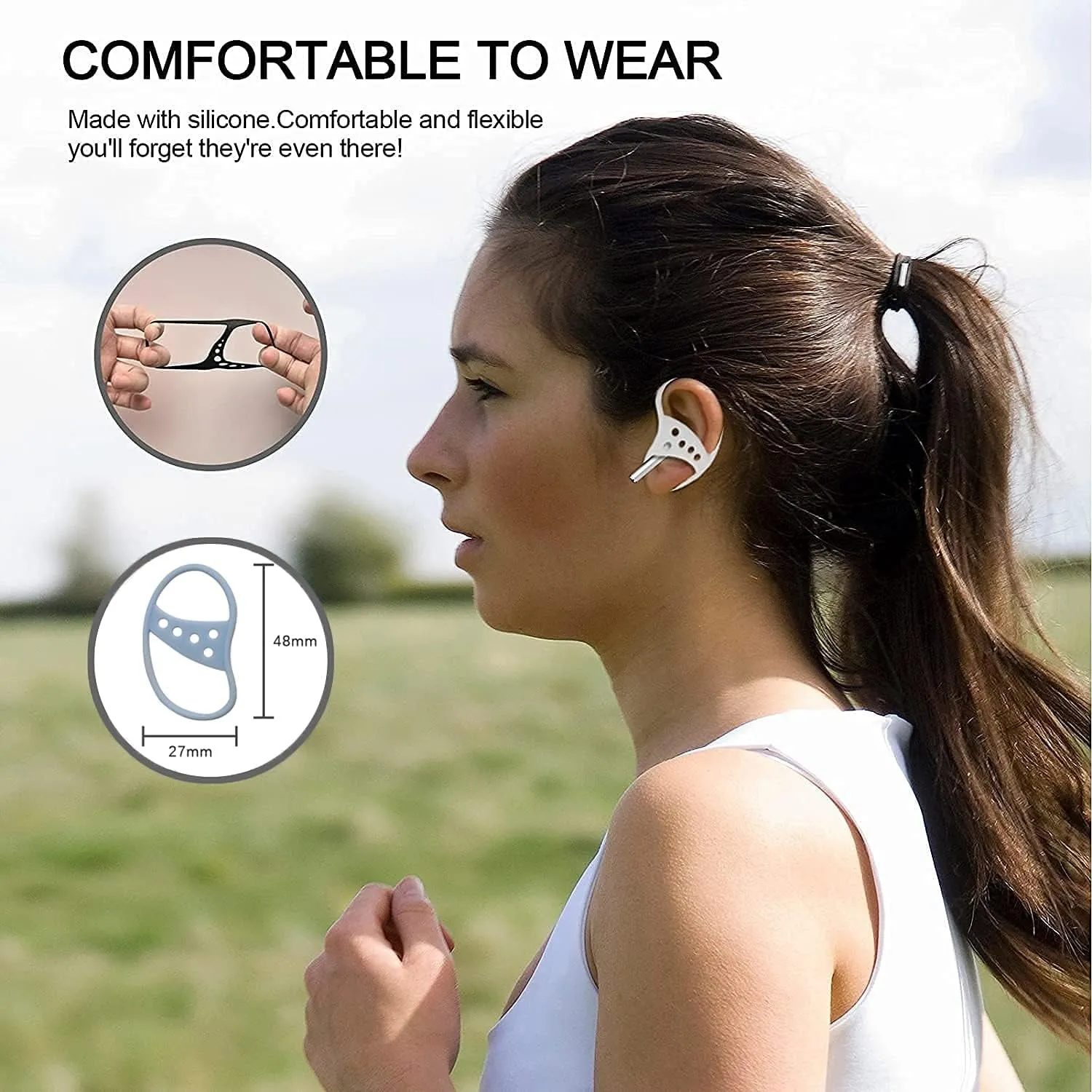 Earbud Hooks, Ear Attachment Loop for Wireless Ear Hooks for Airpods Universal Earhooks for Airpods Earbuds Anti-Lost Secure 27X48Mm (Blueb2)