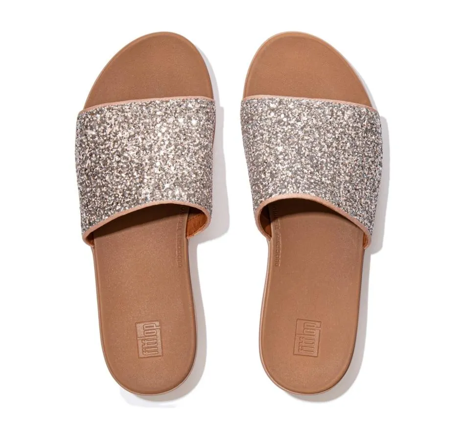 FitFlop Women's Sola Glitter Slides- Coral Pink