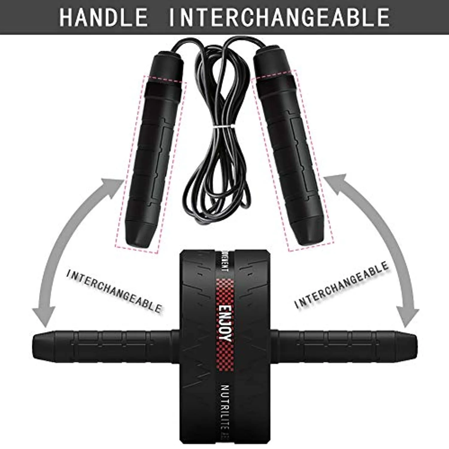Fitness Ab Roller Wheel for Abdominal Exercises Abs Workout Equipment with Knee Pad and Jump Rope for Home Office Gym Trainer