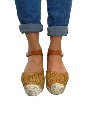 Flossie Closed Toe Ankle Espadrille  Wedge Sandals- Cayenne