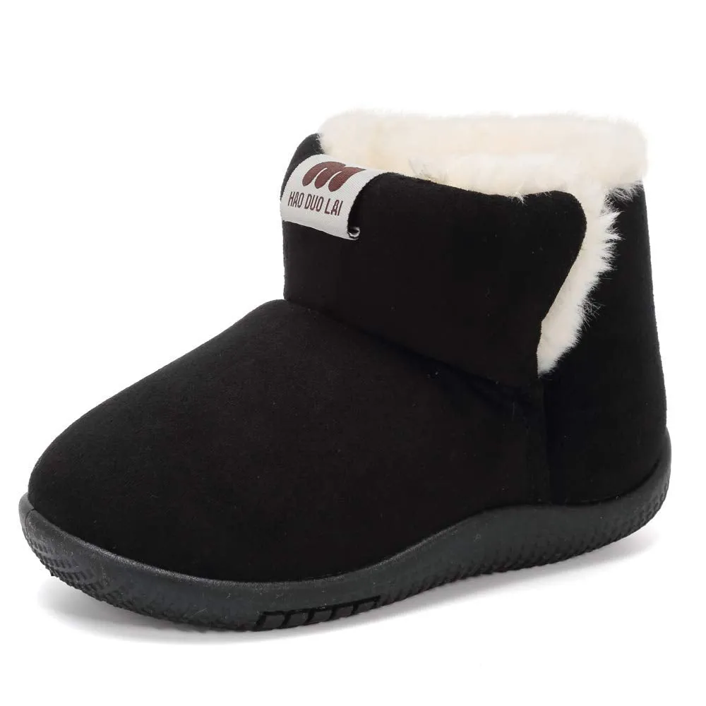 Girls Winter Boots for Toddler Size 7 M Fur Lined Winter Warm Kids Shoes Black