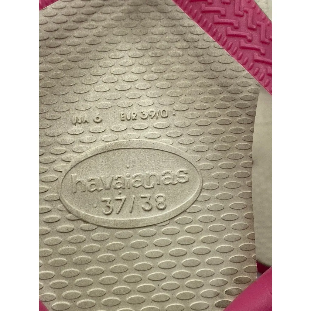 HAVAIANAS Women's Pink-Beige Round-Toe Lightweight Thong Flip-Flops SZ 6