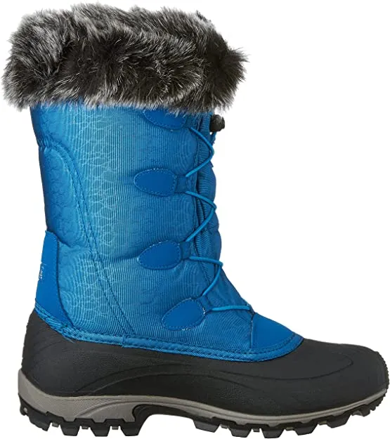 Kamik Momentum Blue Pull On Rounded Toe Waterproof Fur Trim Ankle Snow Boots