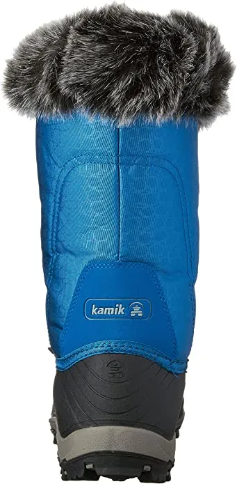 Kamik Momentum Blue Pull On Rounded Toe Waterproof Fur Trim Ankle Snow Boots