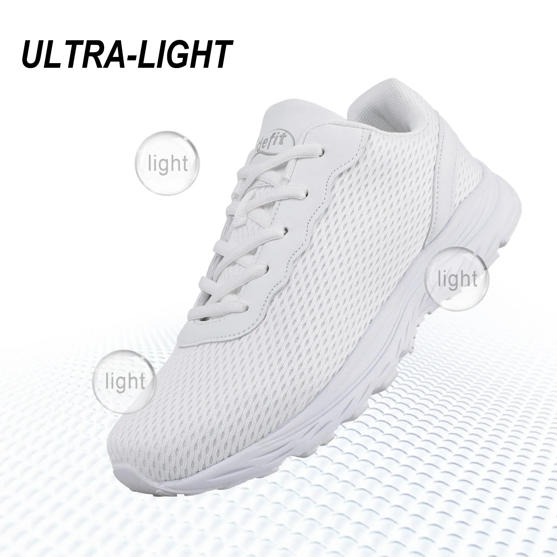 Knixmax Extra Wide Lightweight Men's Running Shoes for Flatfoot White Sport Shoes with Wide Toe Box