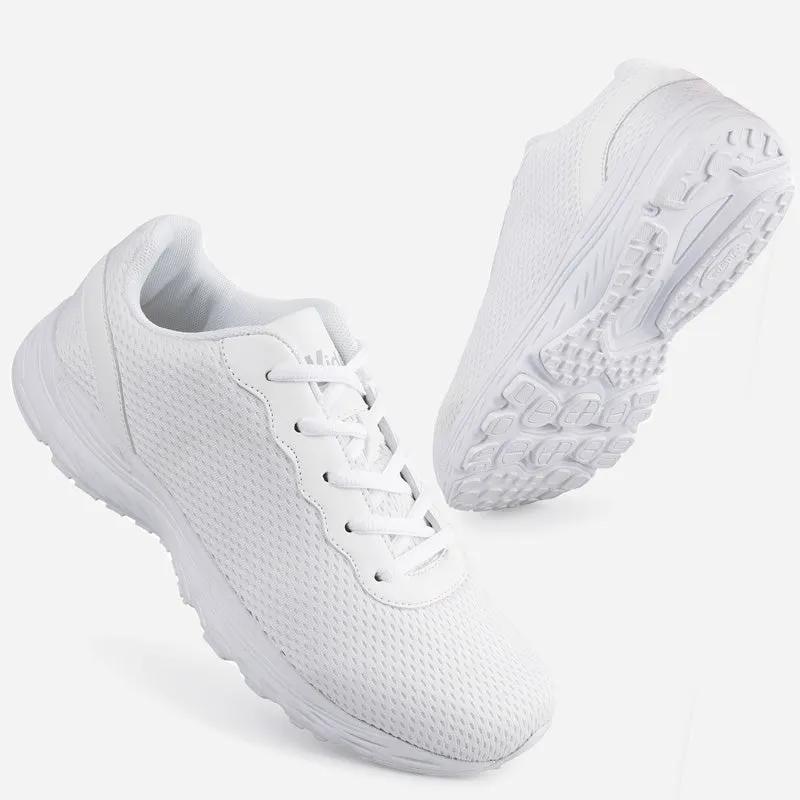 Knixmax Extra Wide Lightweight Men's Running Shoes for Flatfoot White Sport Shoes with Wide Toe Box