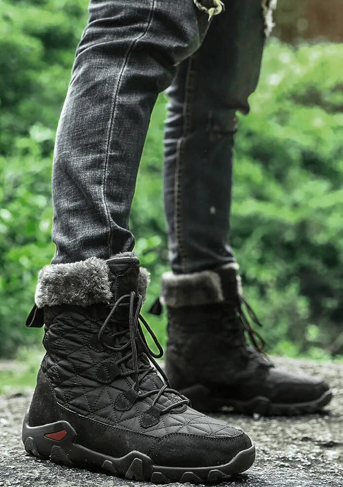 Lace-up Waterproof Non-slip Mid-Calf Snow Boots with Fur - SF0779