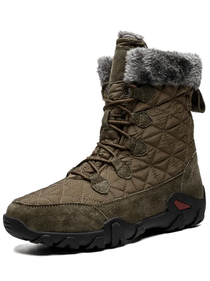 Lace-up Waterproof Non-slip Mid-Calf Snow Boots with Fur - SF0779