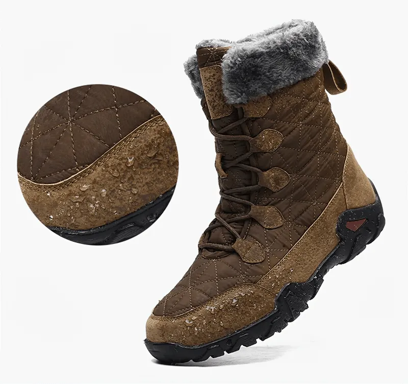 Lace-up Waterproof Non-slip Mid-Calf Snow Boots with Fur - SF0779
