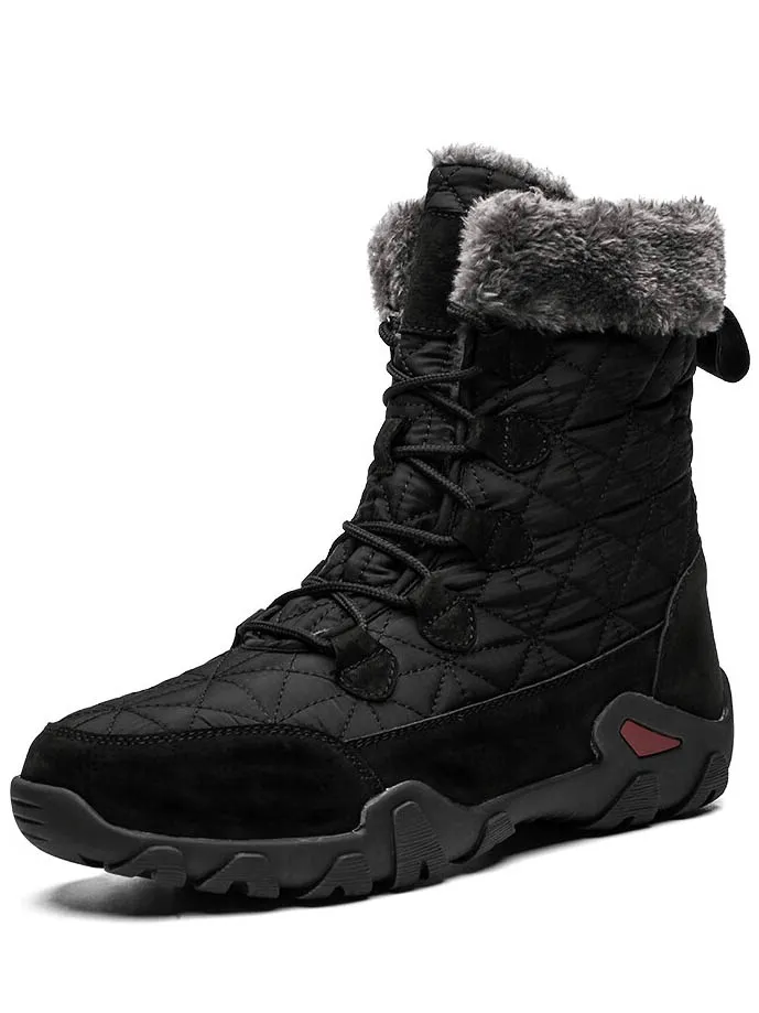 Lace-up Waterproof Non-slip Mid-Calf Snow Boots with Fur - SF0779