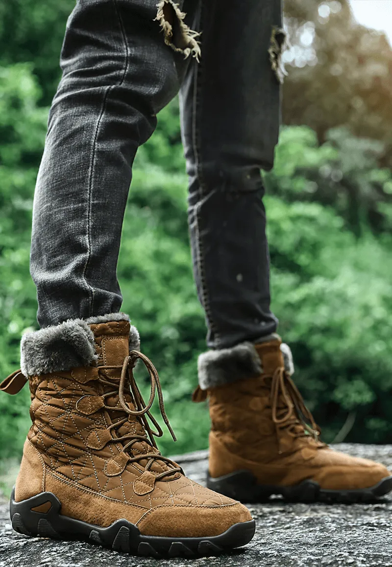 Lace-up Waterproof Non-slip Mid-Calf Snow Boots with Fur - SF0779