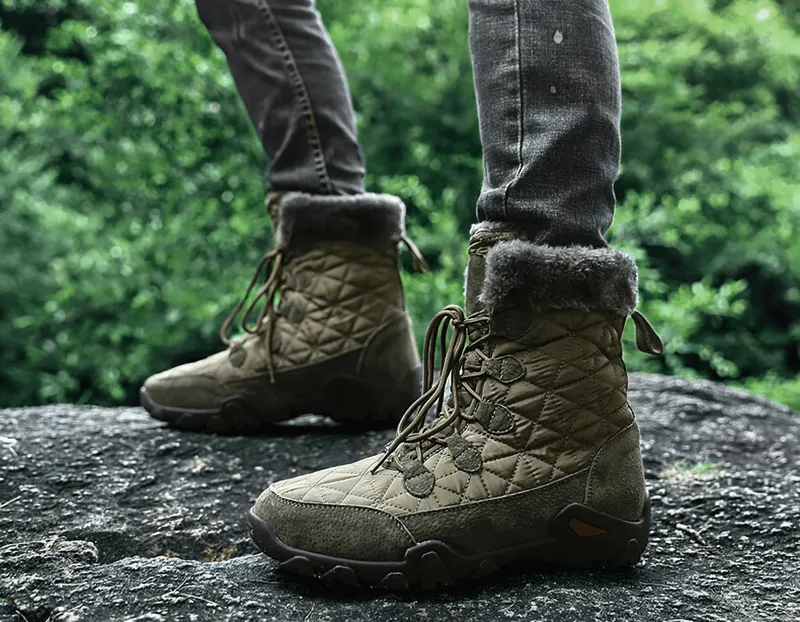 Lace-up Waterproof Non-slip Mid-Calf Snow Boots with Fur - SF0779