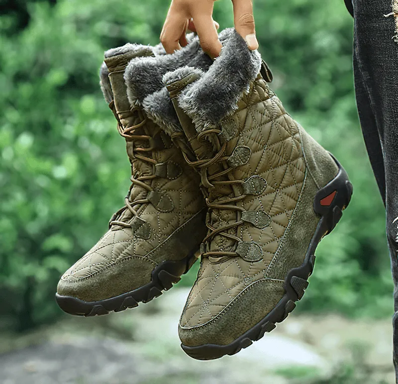 Lace-up Waterproof Non-slip Mid-Calf Snow Boots with Fur - SF0779