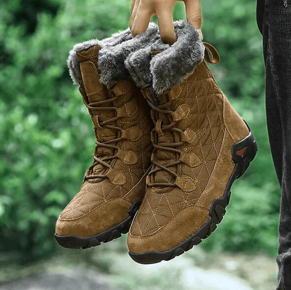 Lace-up Waterproof Non-slip Mid-Calf Snow Boots with Fur - SF0779