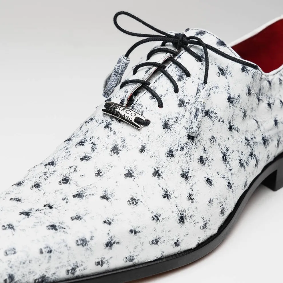 Marco Di Milano Criss Men's Shoes Exotic Ostrich Quill Dress Oxfords (MDM1073)